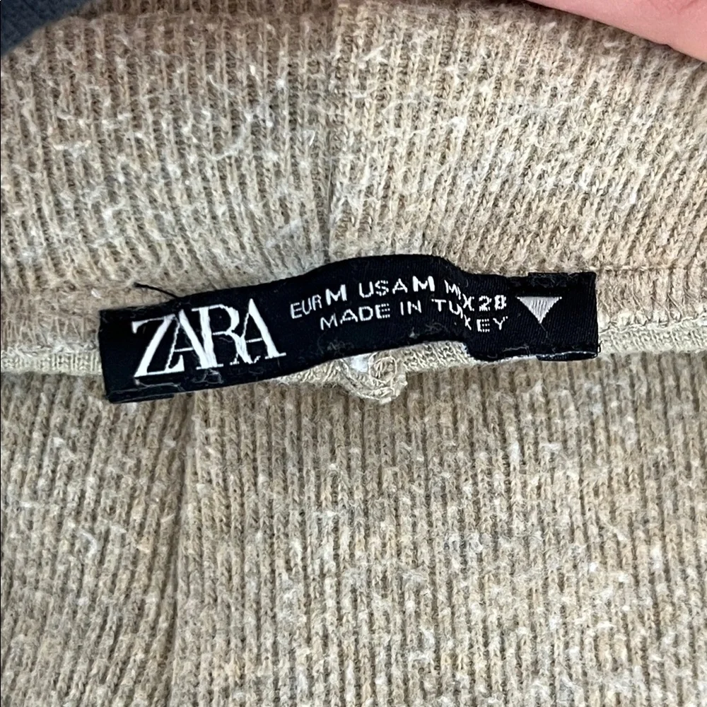 Zara Neutral Wide-Leg Knit Pants in Taupe